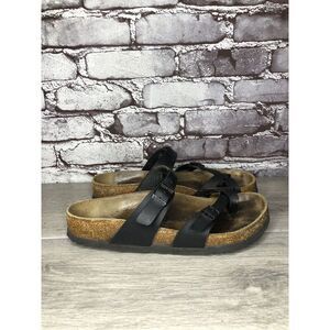 Birkenstock Mayari Black Leather Strappy Toe Post Sandals Women Sz 39EU/8.5M US